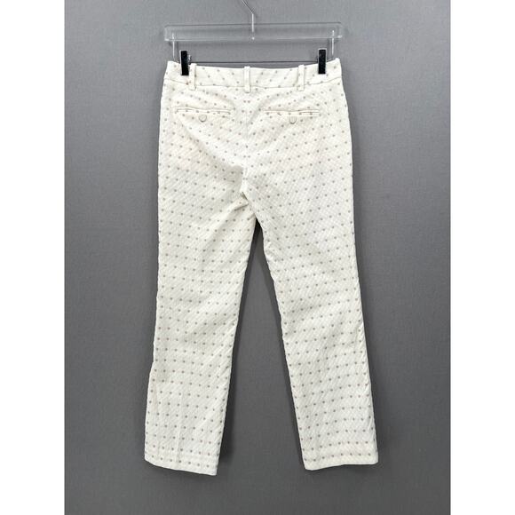 ZADIG & VOLTAIRE Posh Flower Deluxe Pants Womens S White Jacquard Straight Crop - Picture 4 of 15